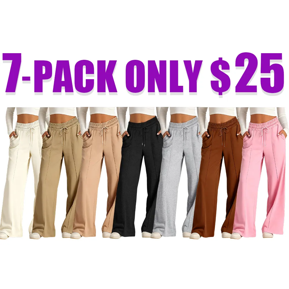 Women's Wide Leg Sweatpants Casual Loose Solid Color Pants Comfy Lounge Joggers Baggy Sweatpants Pockets