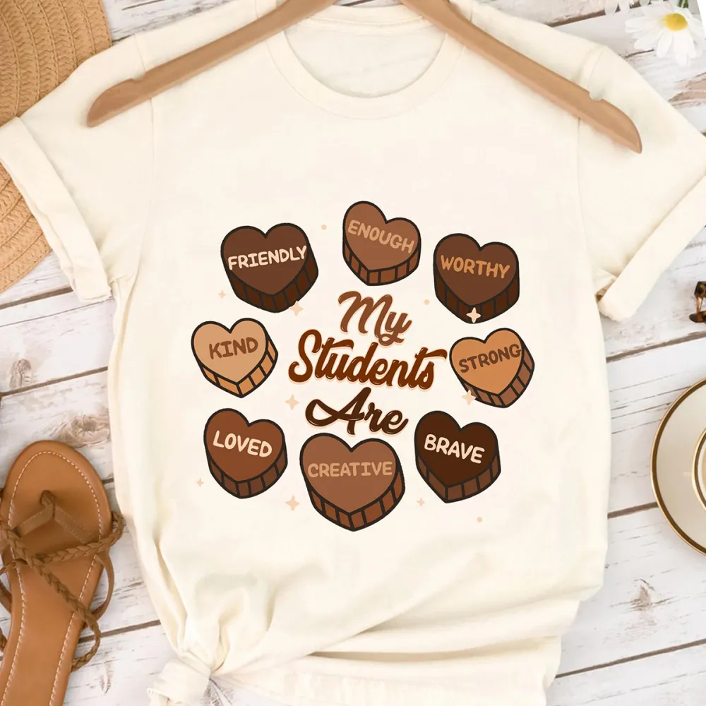 My Black Student Are Enough Worthy Strong Brave Creative Loved Kind Friendly Printed Round Neck Short Sleeve T-Shirt