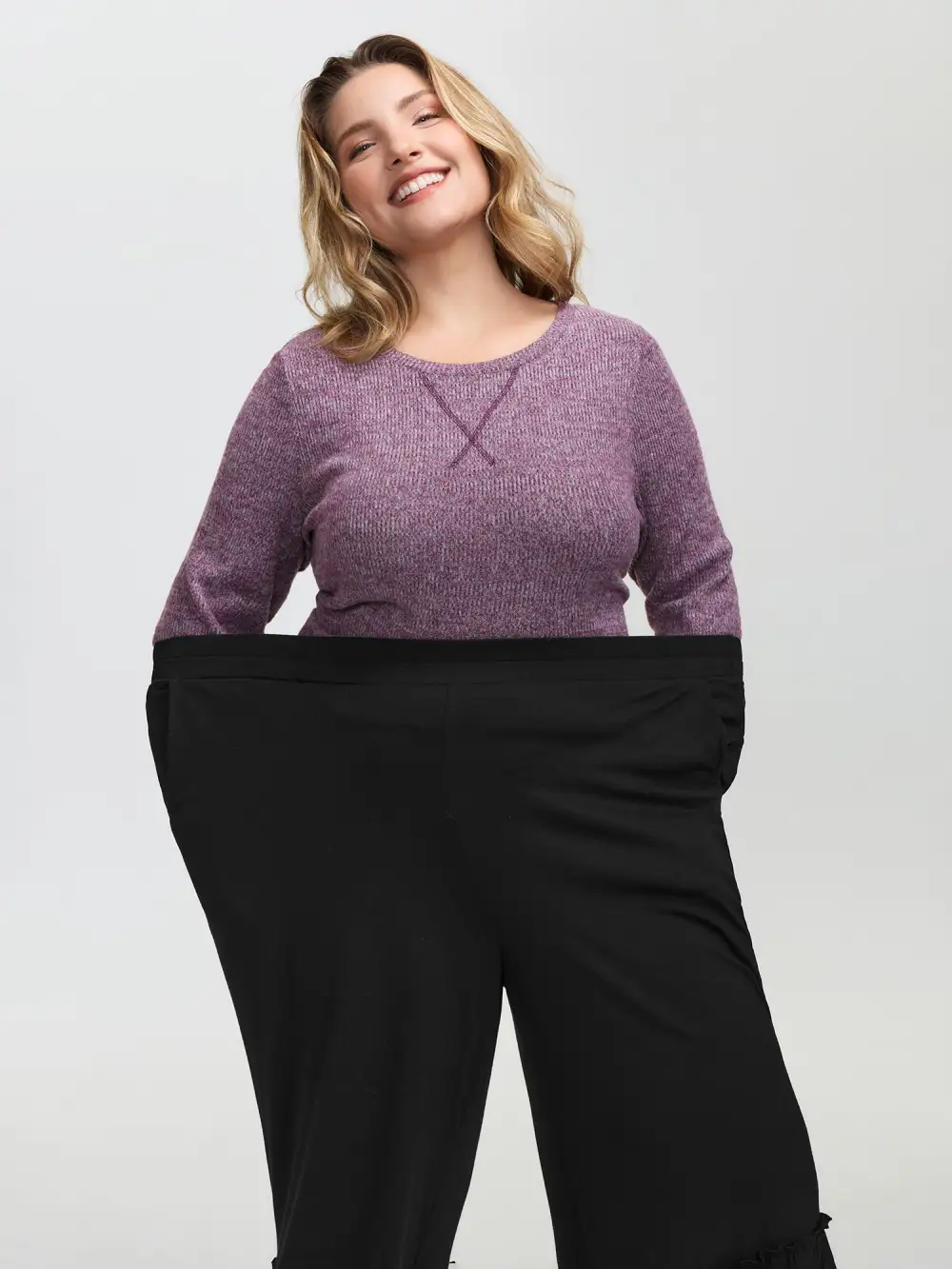 Stretchy Ruffled Hem Tiered Pants