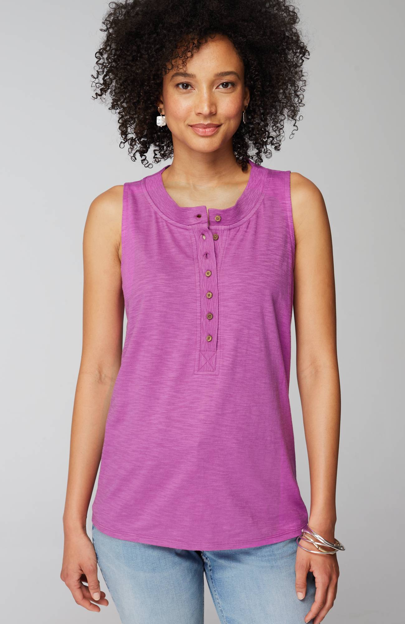 Rib-Trim Henley Tank