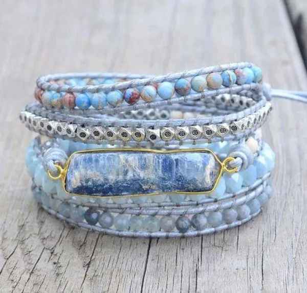 Natural Topaz Gemstone Bracelet-Healing Blue Topaz Bracelet-Meditation Spiritual Balance Inspiration Energy Bracelet Mental Health Gift