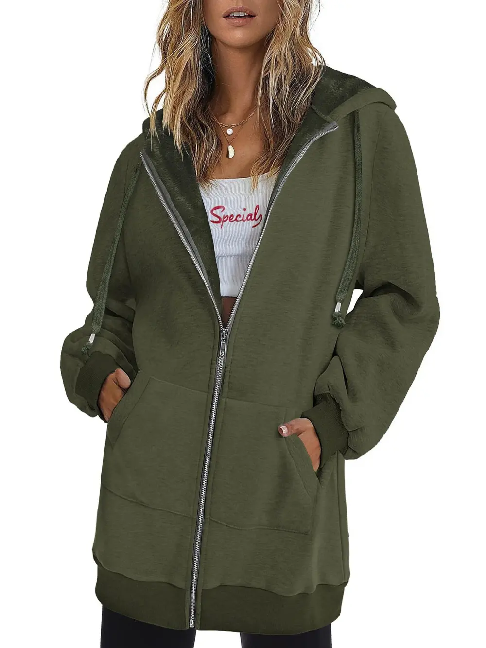 Long Fleece Jacket Hoodies - Oversized, Zip-Up, Hooded Sweatshirts for Women, Perfect for Fall and Winter Seasons