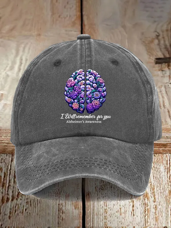 Alzheimer'S Awareness I Will Remember For You Floral Printed Baseball Cap