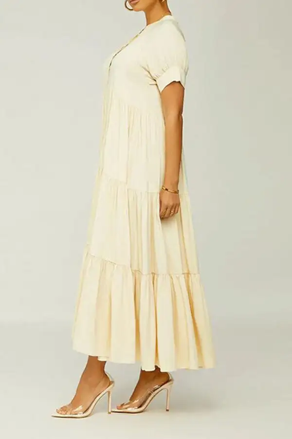  Relaxed Tiered Ruffle Midi Dress