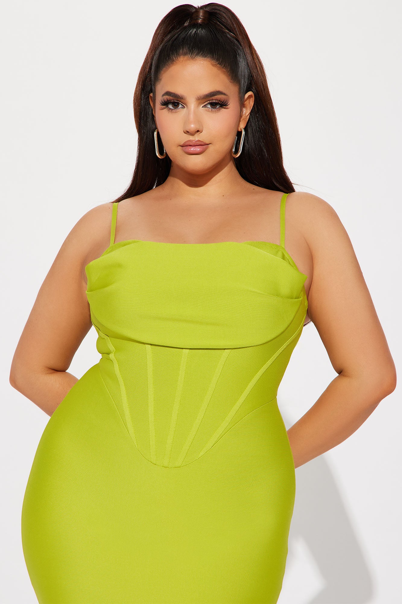 Dream Girl Bandage Midi Dress - Chartreuse