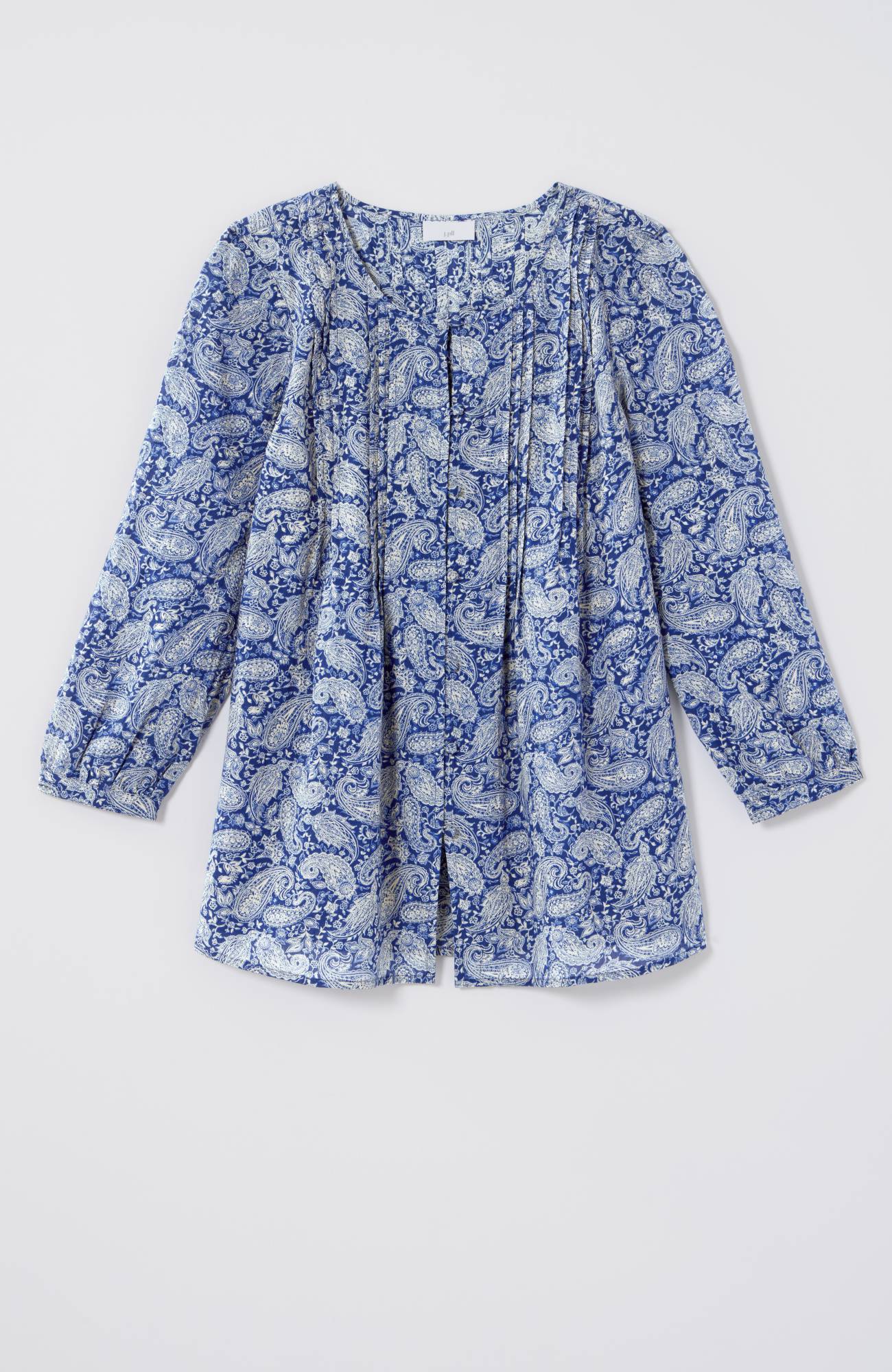 Printed A-Line Pintucked Top