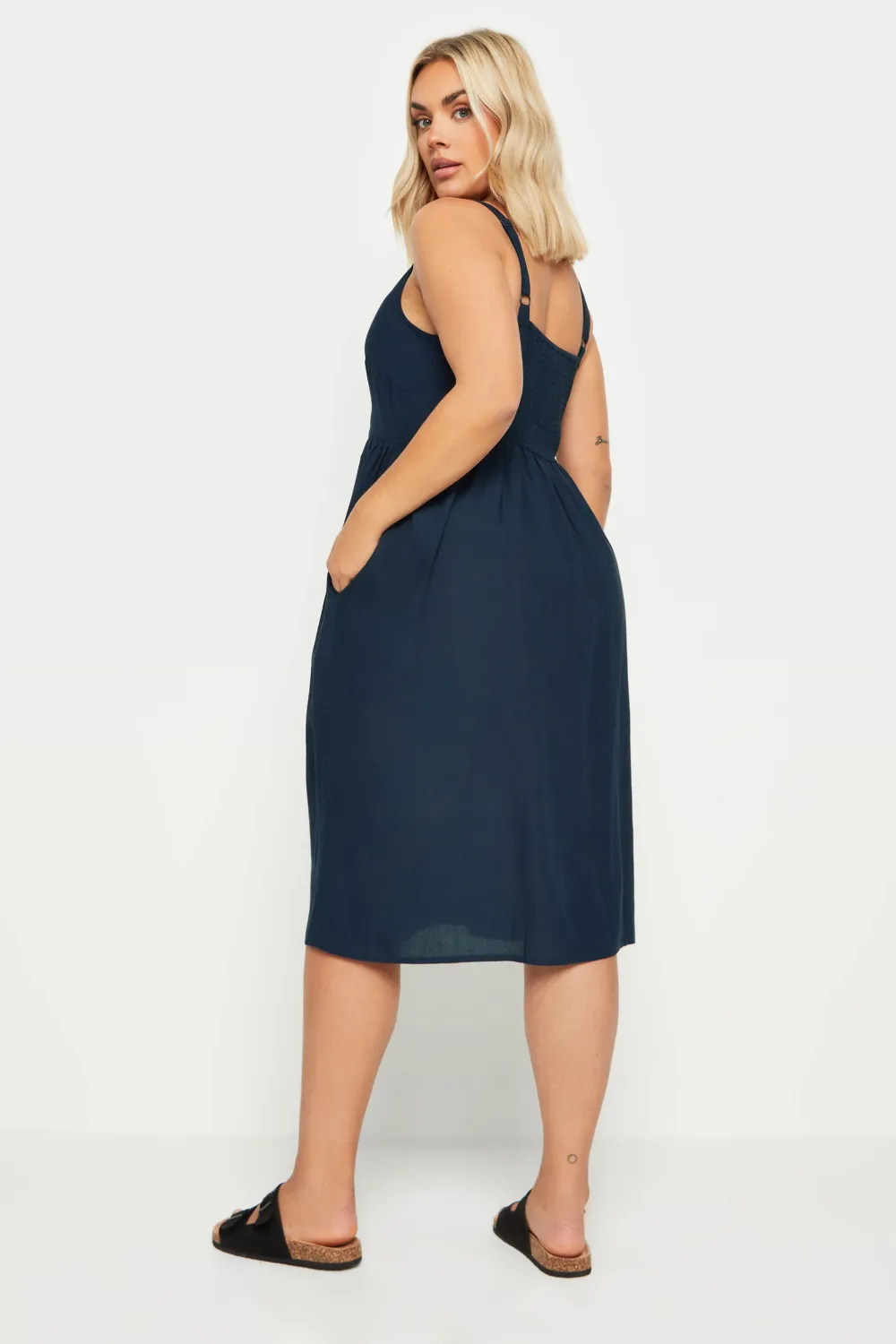 YOURS Curve Navy Blue Strappy Sundress