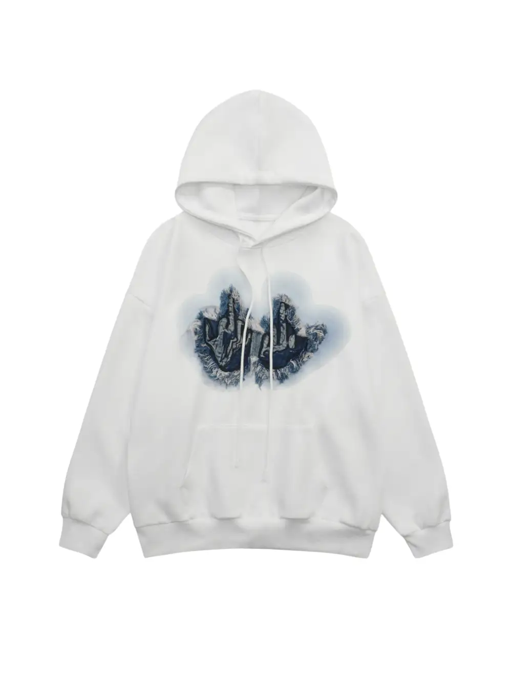 Raw Edge Embroidered Patch Graphic Hoodie