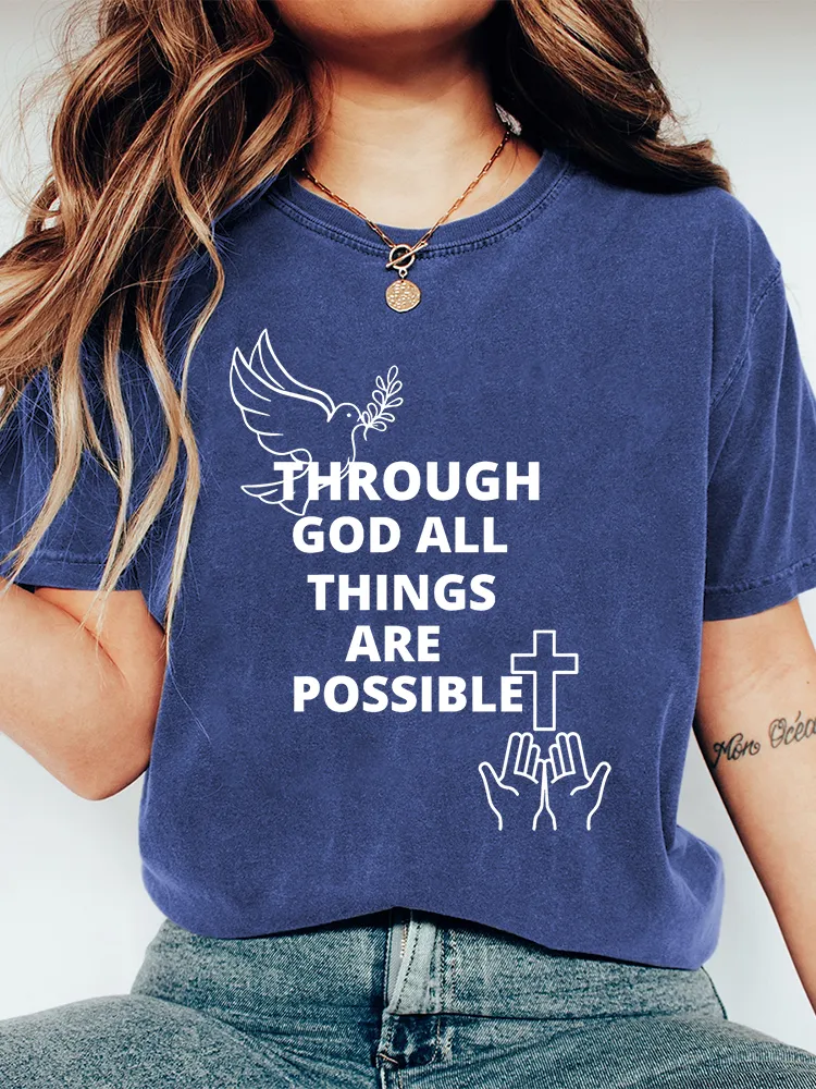 Women'S Through God All Things Are Possible Print T-Shirt