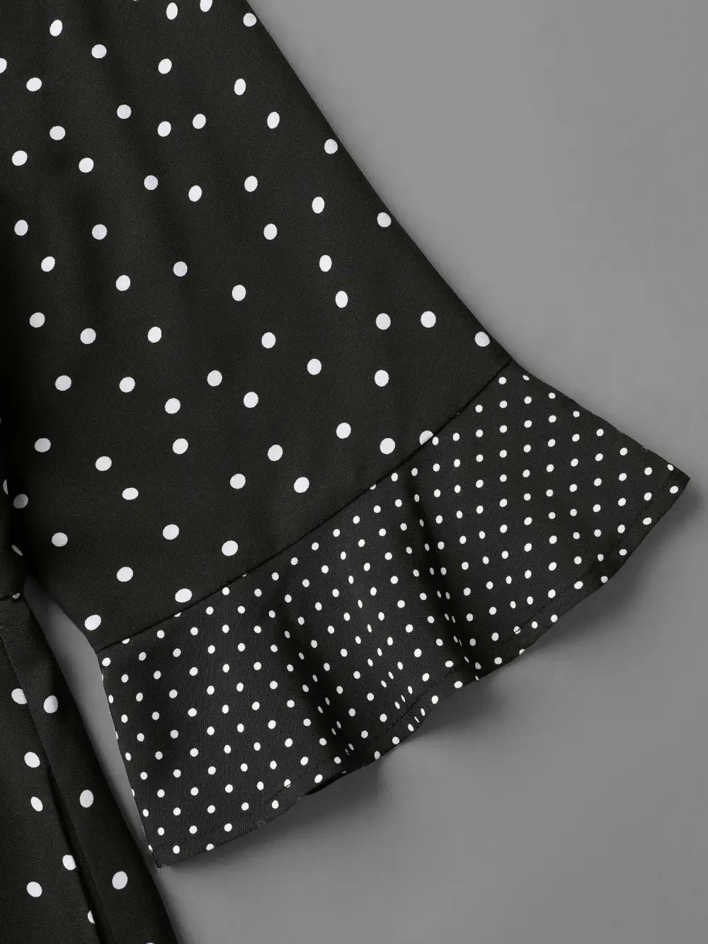 Crew Neck Polka Dot Waist Cinched Dress