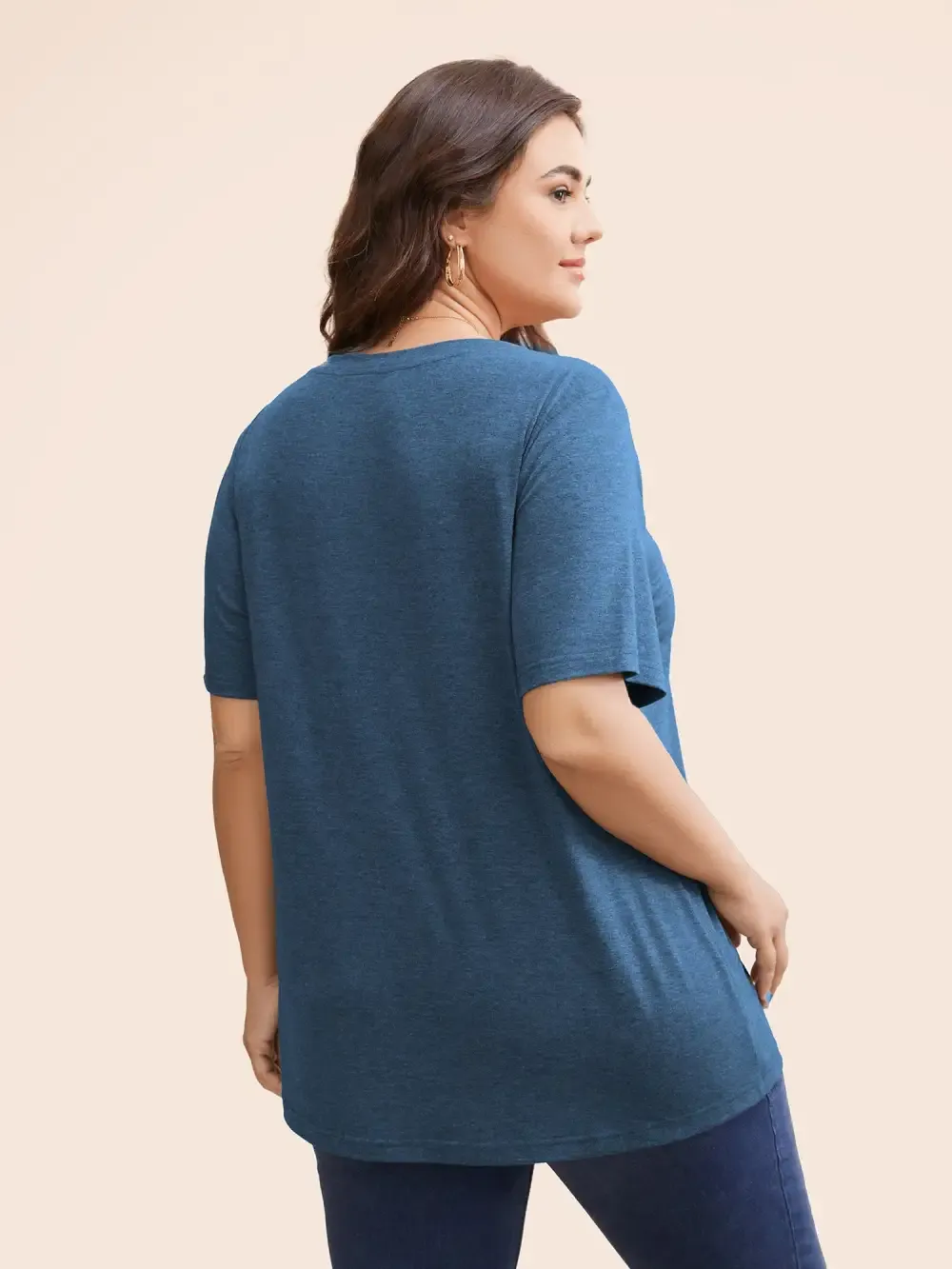 Letter Print V Neck T-Shirt