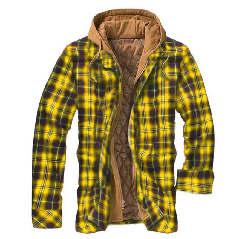 Mens Winter Plaid Thick Casual Jacket