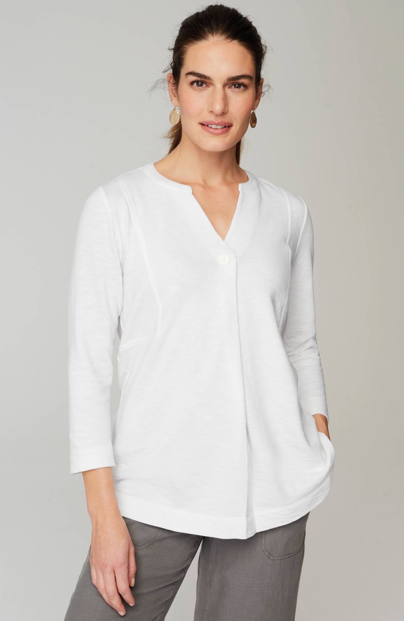 pure jill organically grown cotton buttoned top