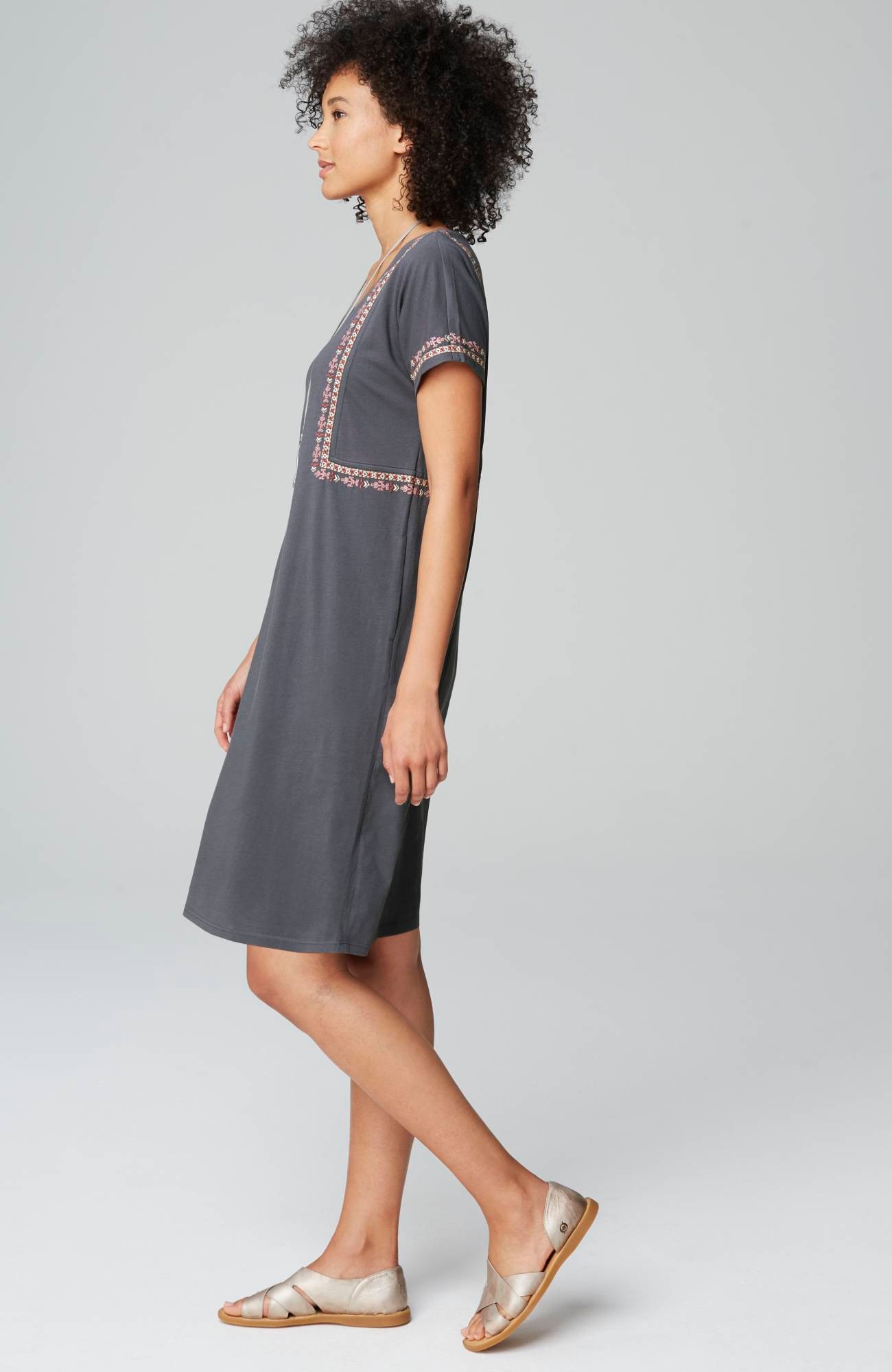 pure jill soft-v-neck t-shirt dress