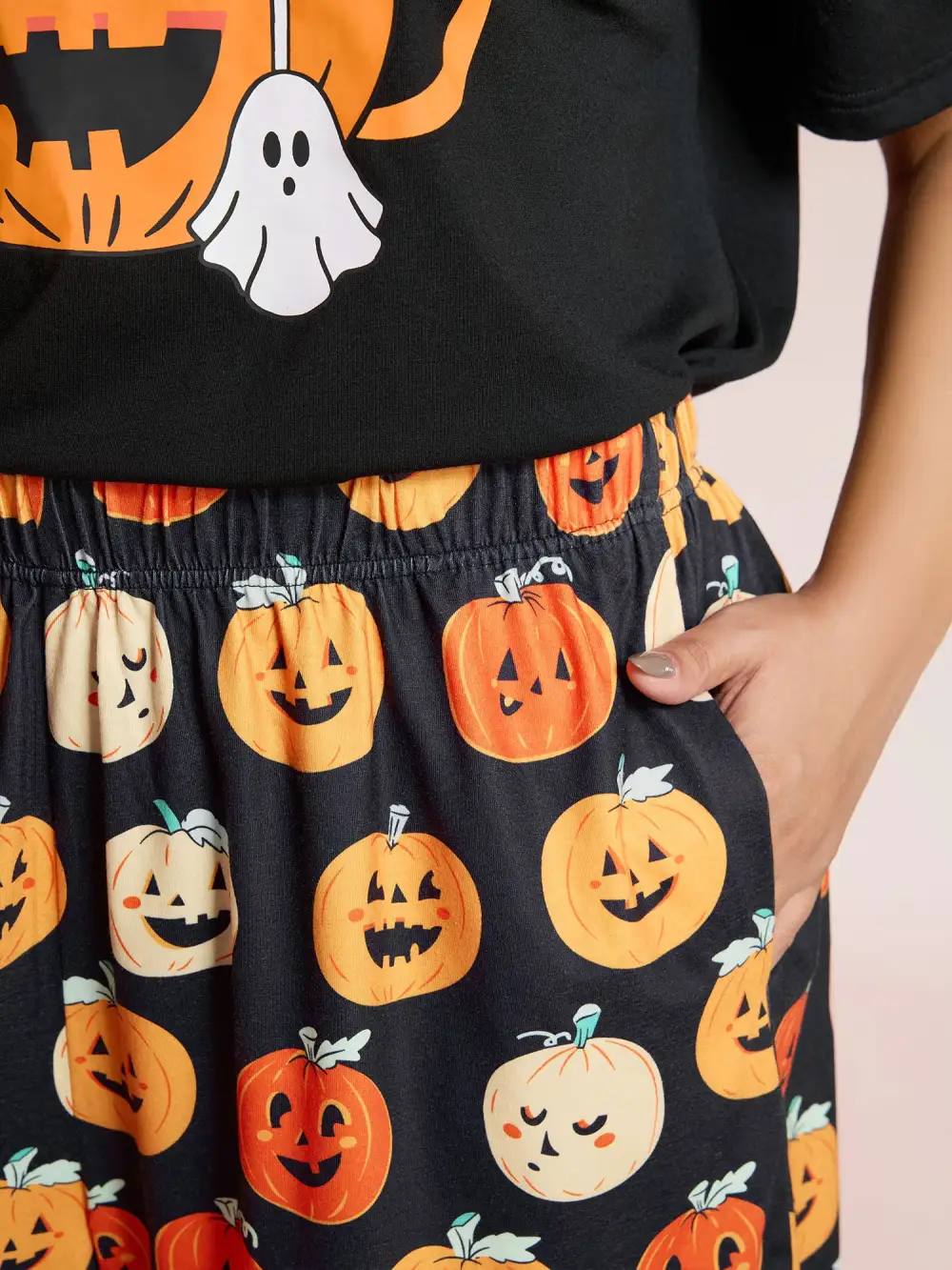 Pumpkin Ghost Contrast Loungewear Set