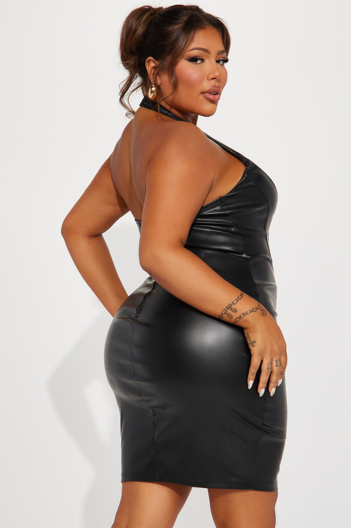 Like It Hot Faux Leather Mini Dress - Black