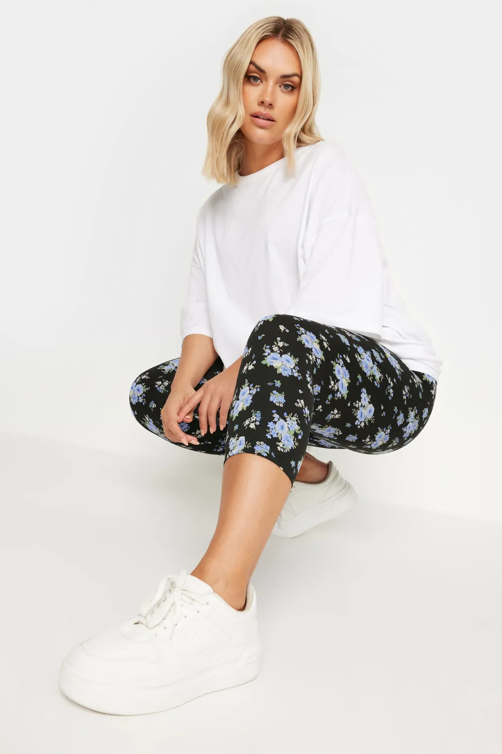 YOURS Curve 2 PACK Black Butterfly Print Cropped Leggings