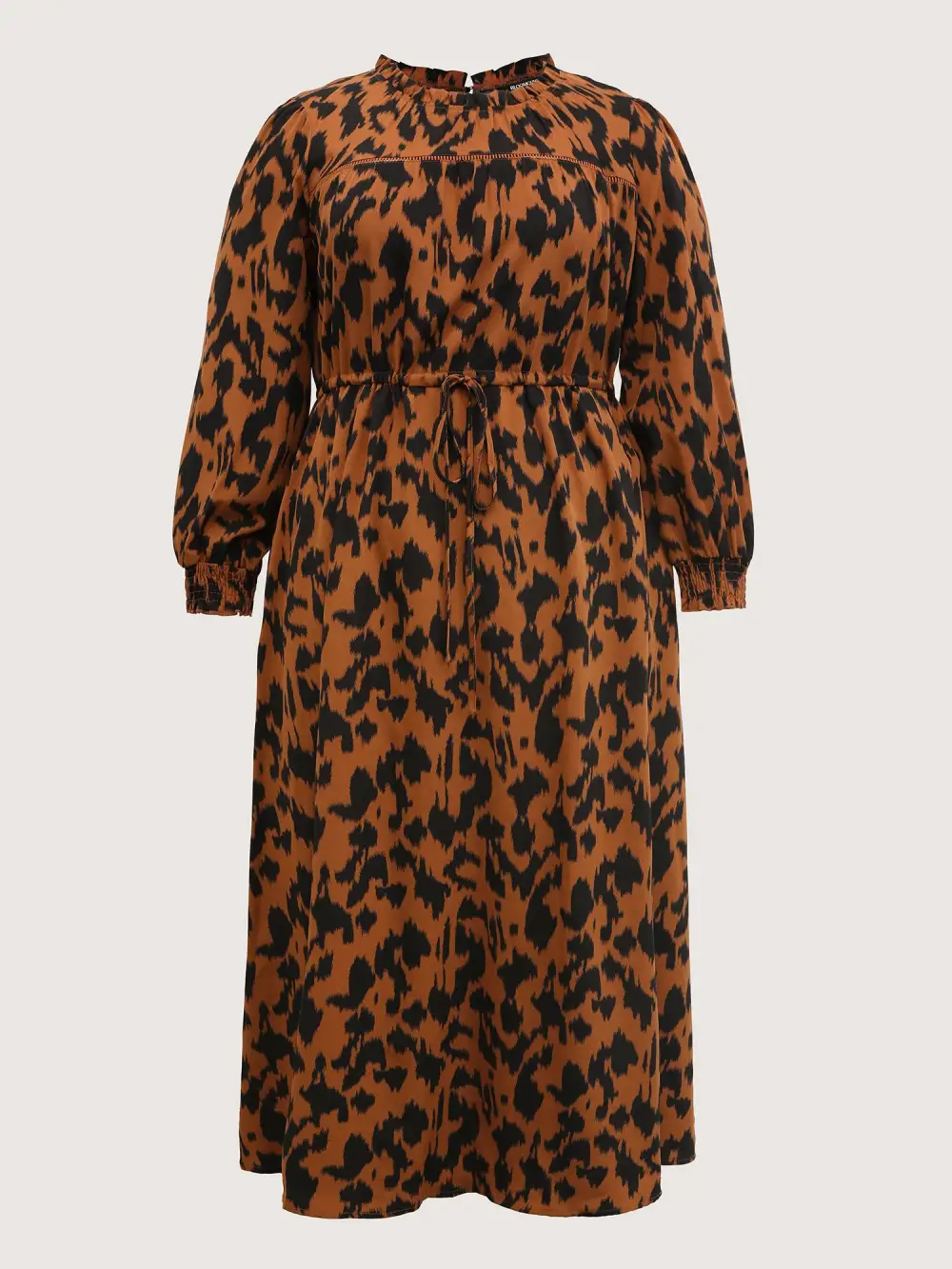 Leopard Print Pockets Lace Maxi Dress