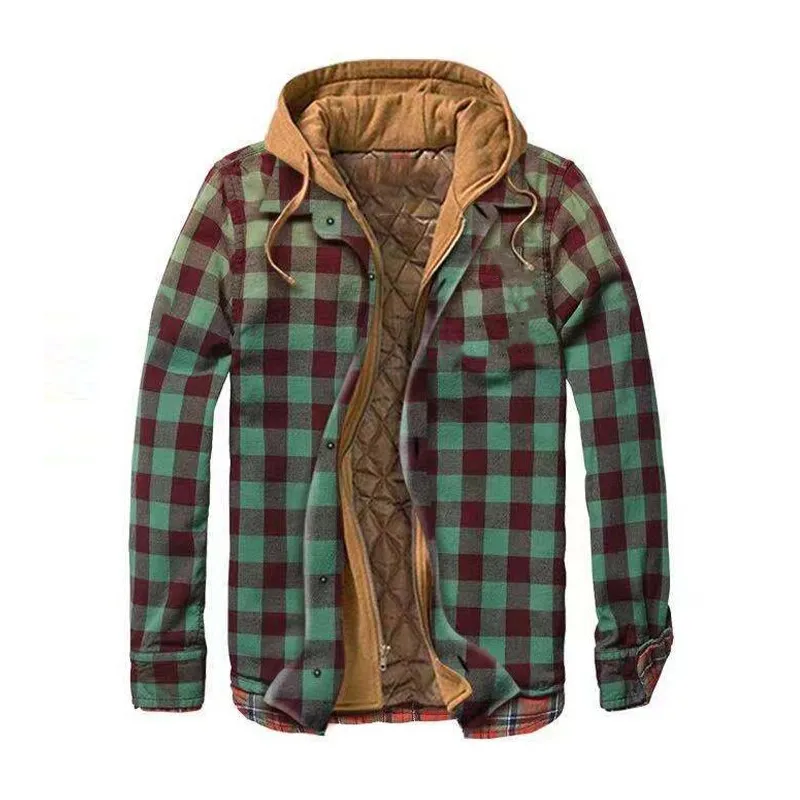 Mens Winter Plaid Thick Casual Jacket