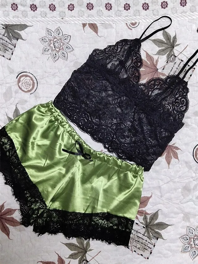 Women's Pajama Top and Pant Sets 2 Pcs Pure Color Fashion Hot Casual Home Daily Bed Satin Breathable Straps Sleeveless Strap Top Shorts Backless Summer Spring Black Pink