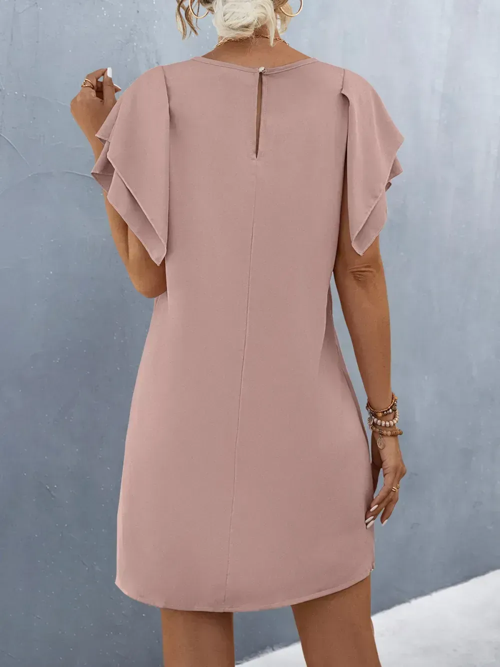 Women Plain Crew Neck Short Sleeve Comfy Casual Short Dress