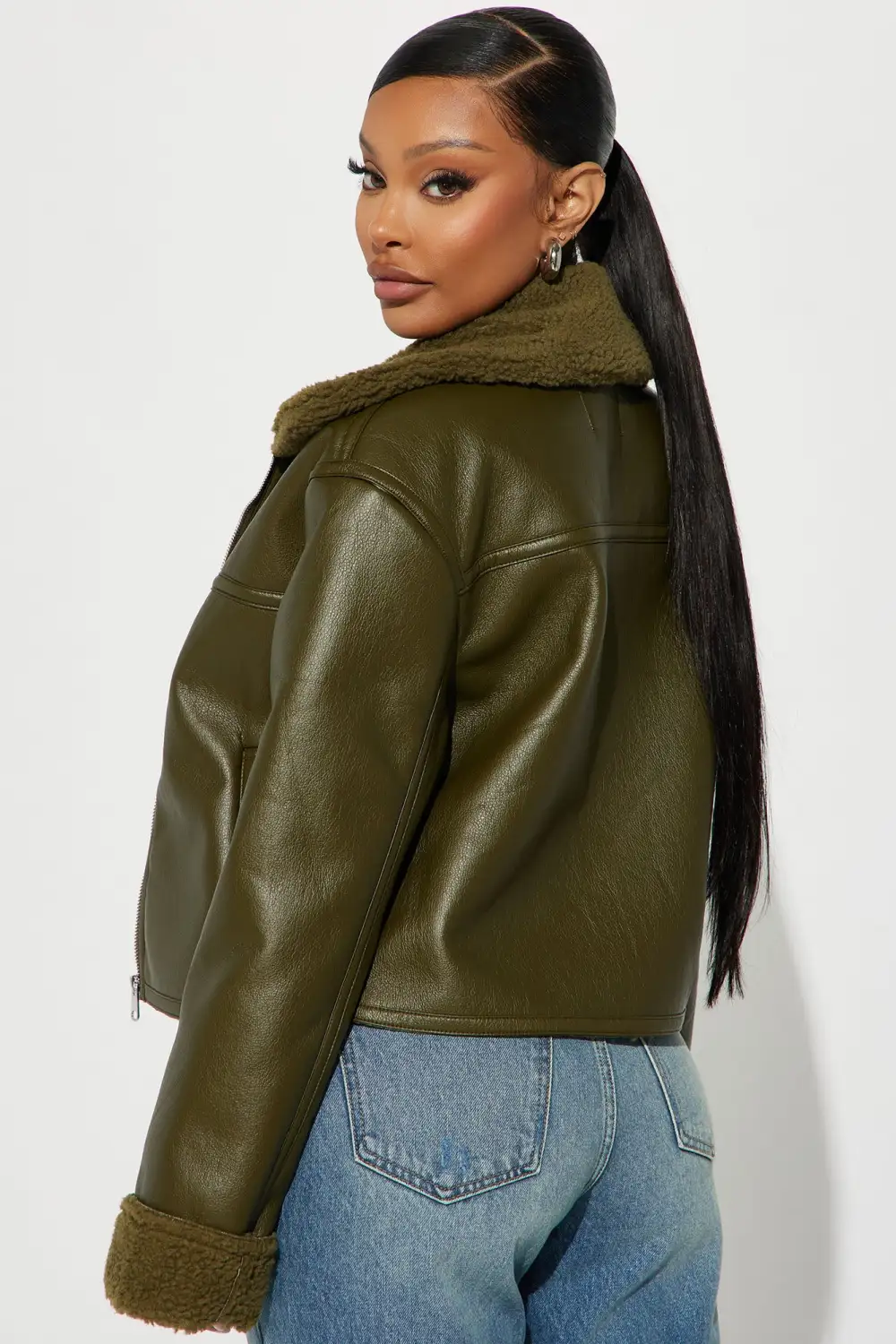 Downtown Girl Bomber Jacket - Olive