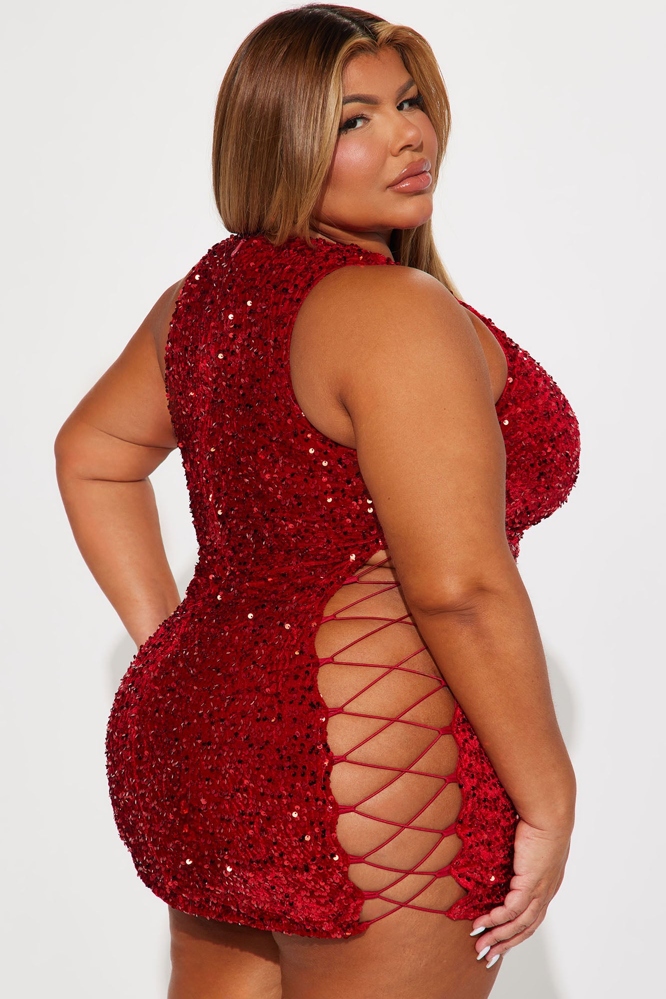 Sabrina Sequin Mini Dress - Red