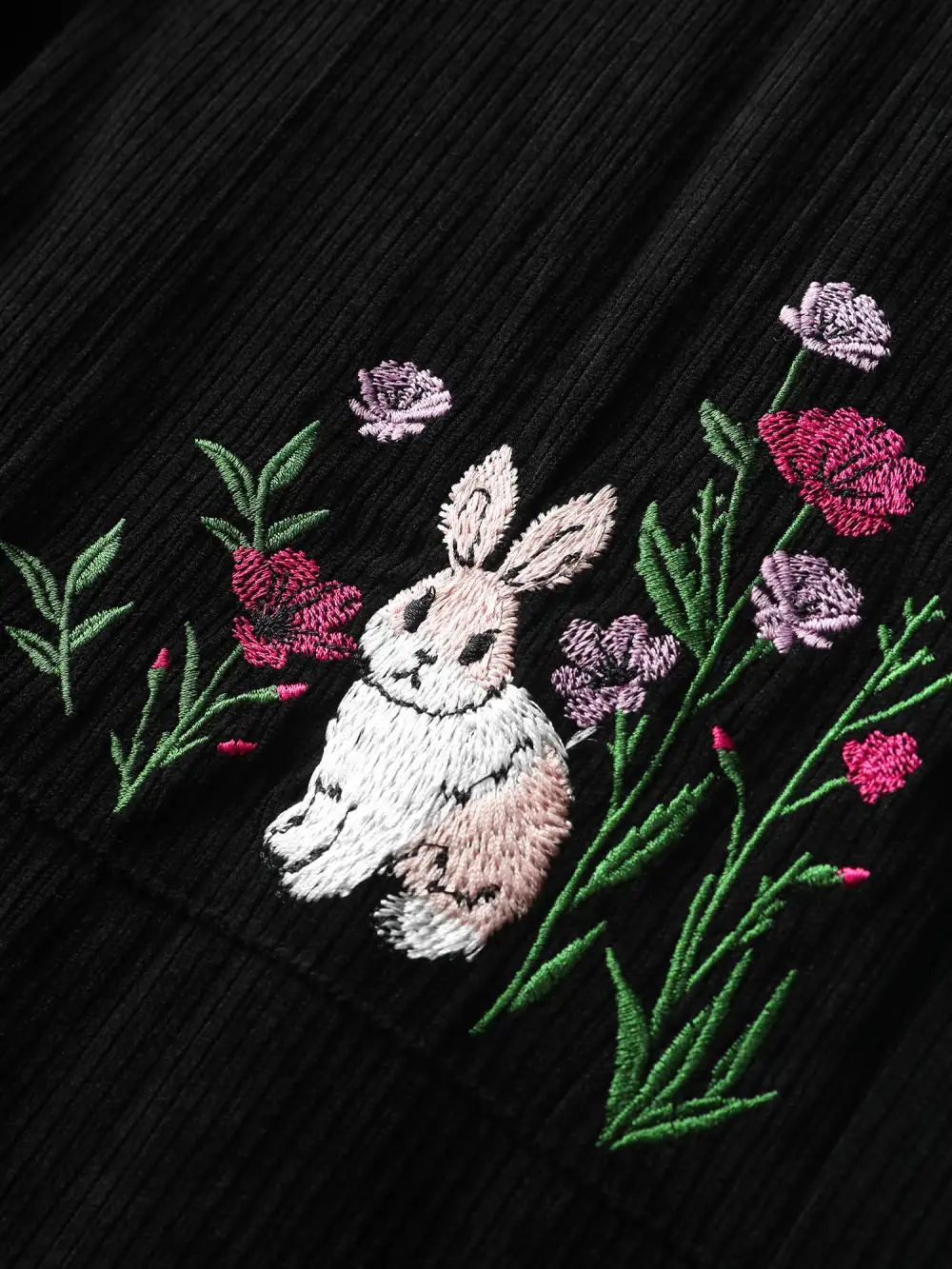 Floral Embroidery Wide-Leg Pants