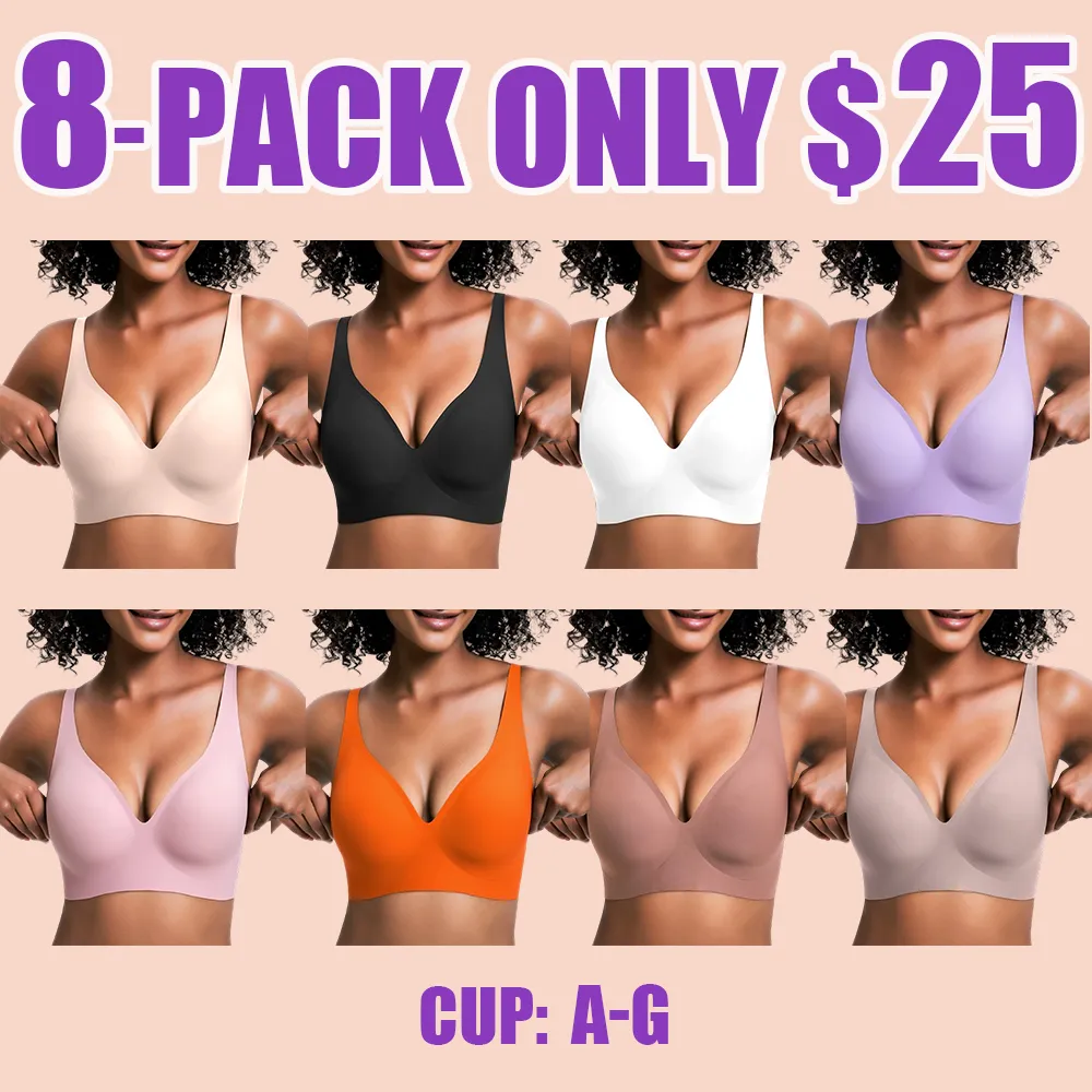 Jelly Wireless Seamless Push-Up Bra-Deep V, Wire-Free, Everyday Comfort