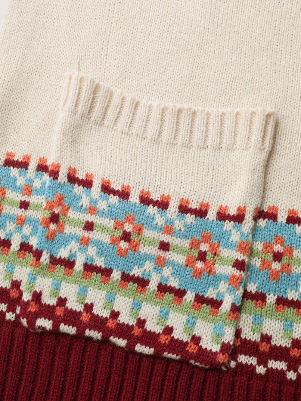 Fair Isle Button-Front Pockets Cardigan