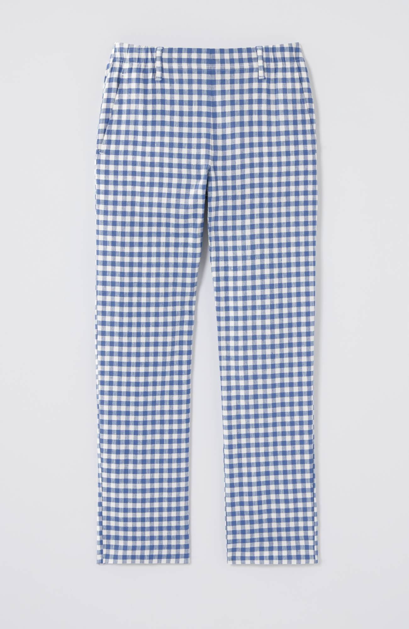 Pintucked Linen-Stretch Slim-Leg Pants