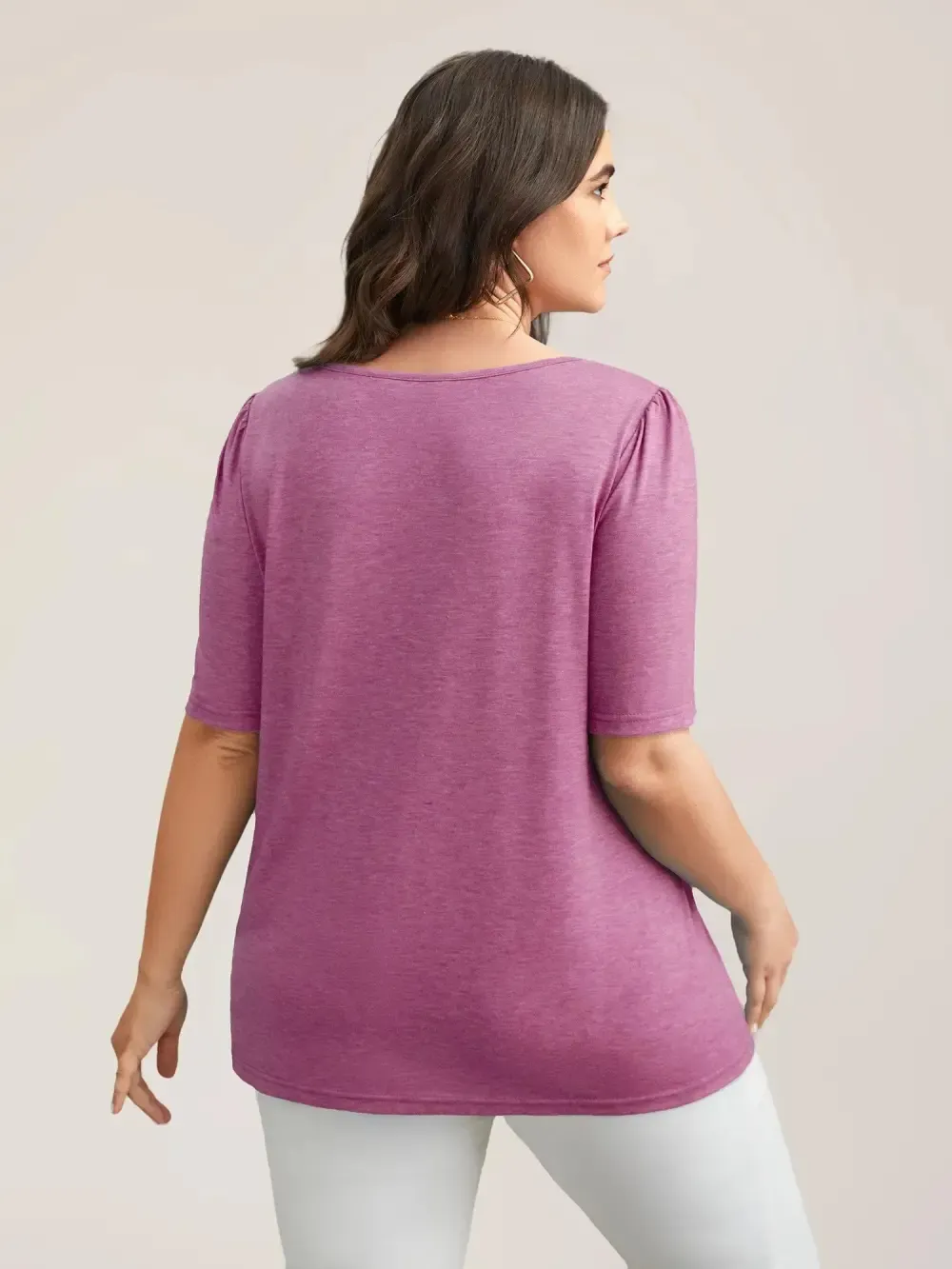 Seamed Round Neck Fitted T-Shirt