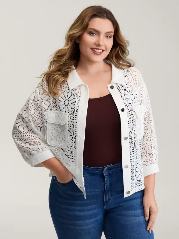 Cut-Out Lace Relaxed-Fit Jacket