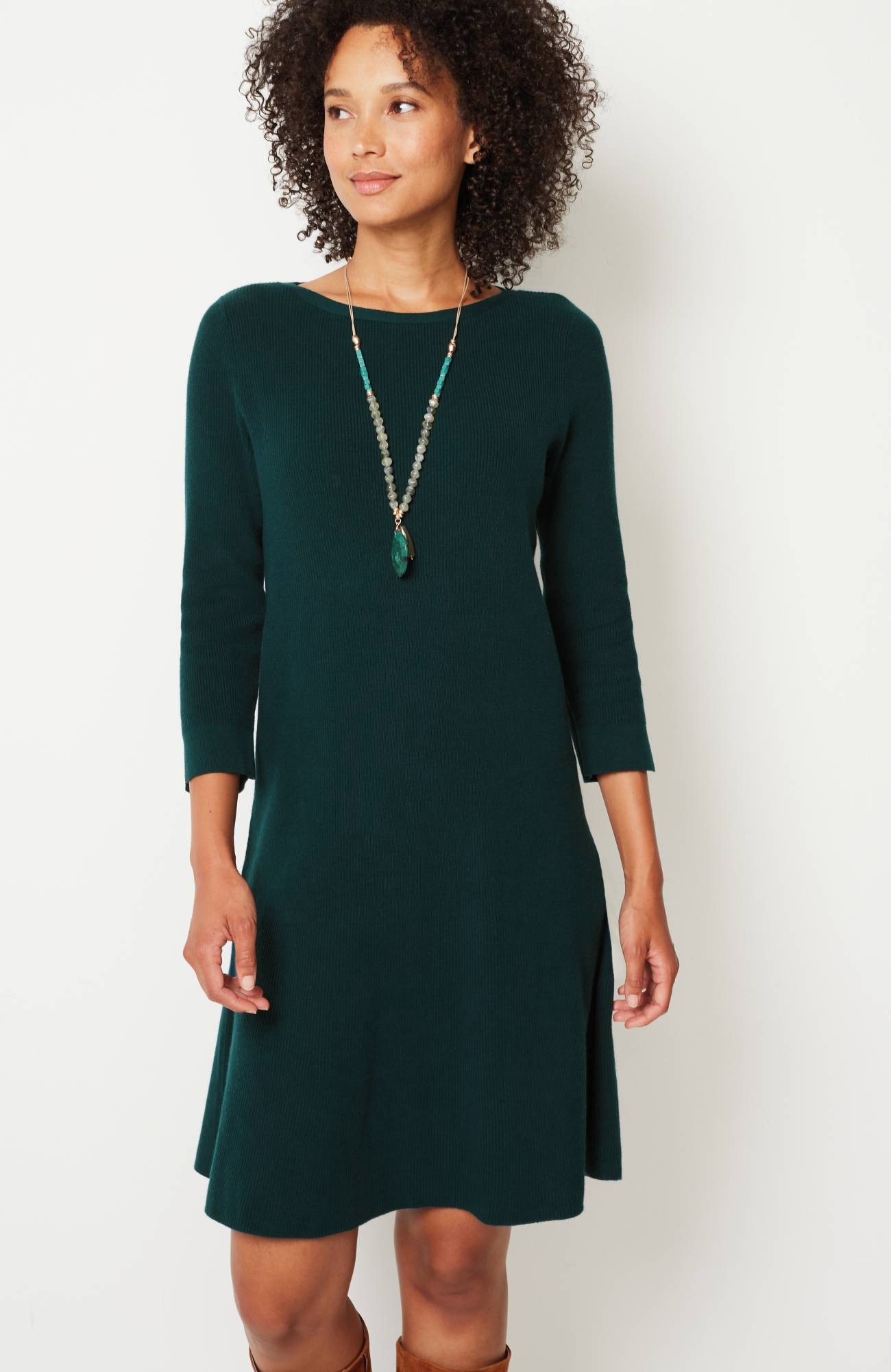 flounced-hem sweater dress