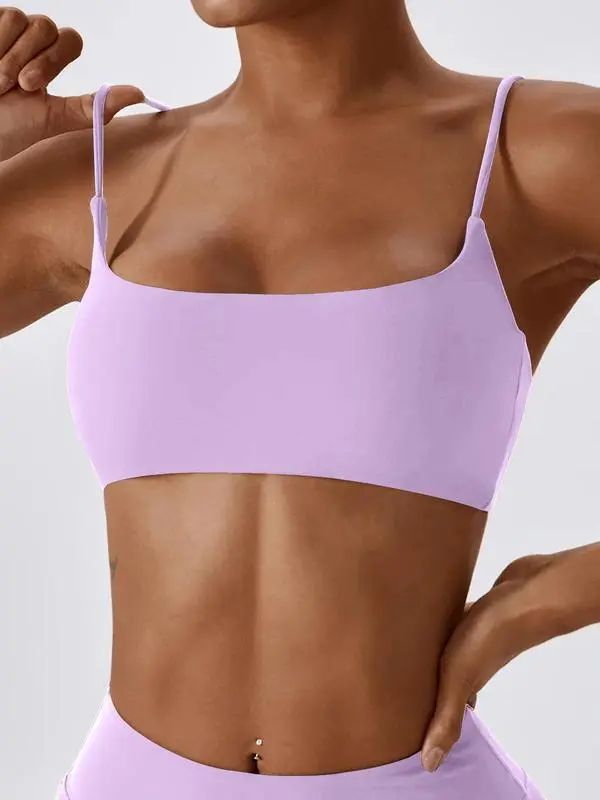 Women's Solid Wireless Sports Bra – Breathable Strappy Activewear Top