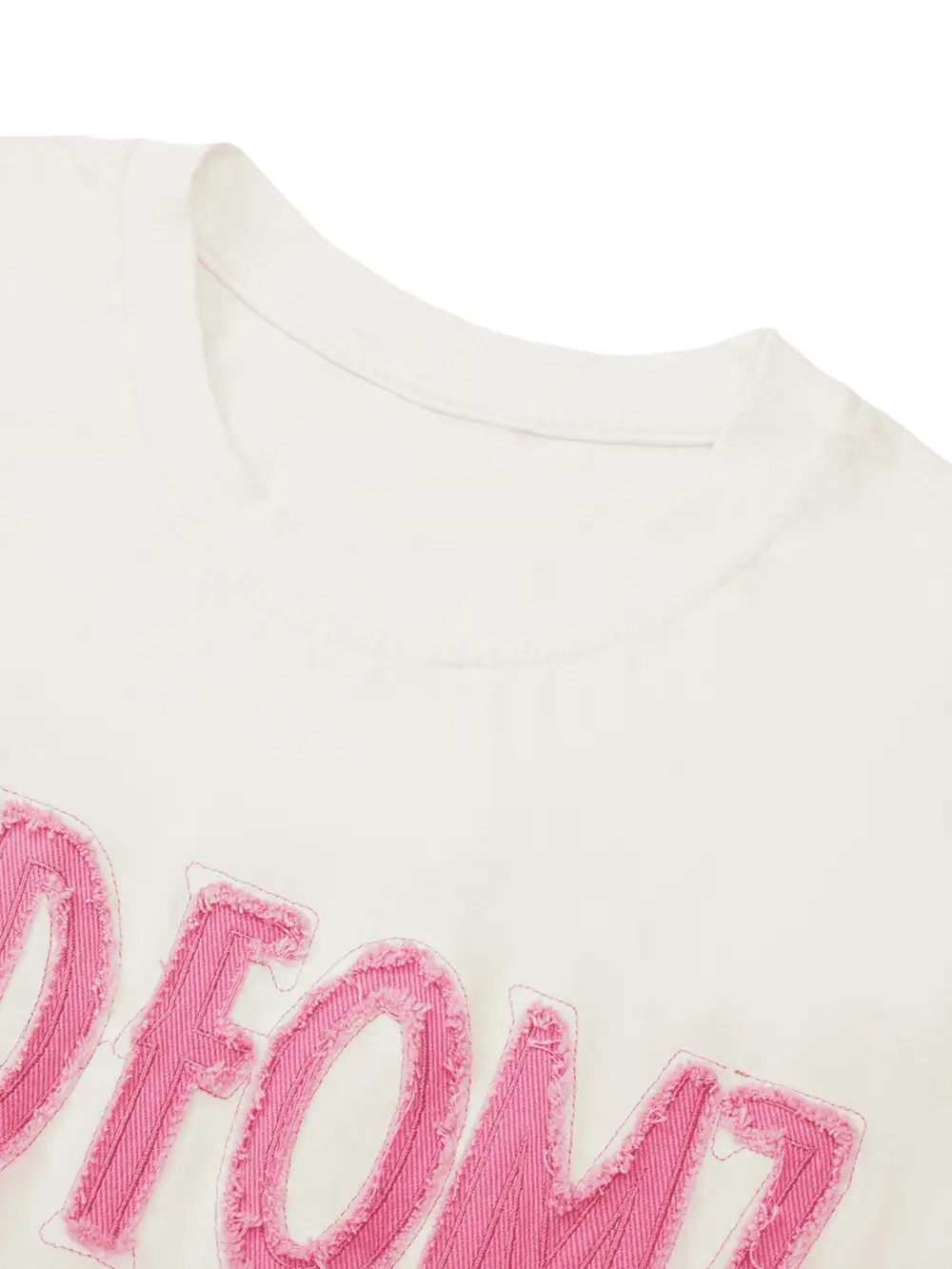 Pink Letter Applique Street Rap T-shirt - 2145