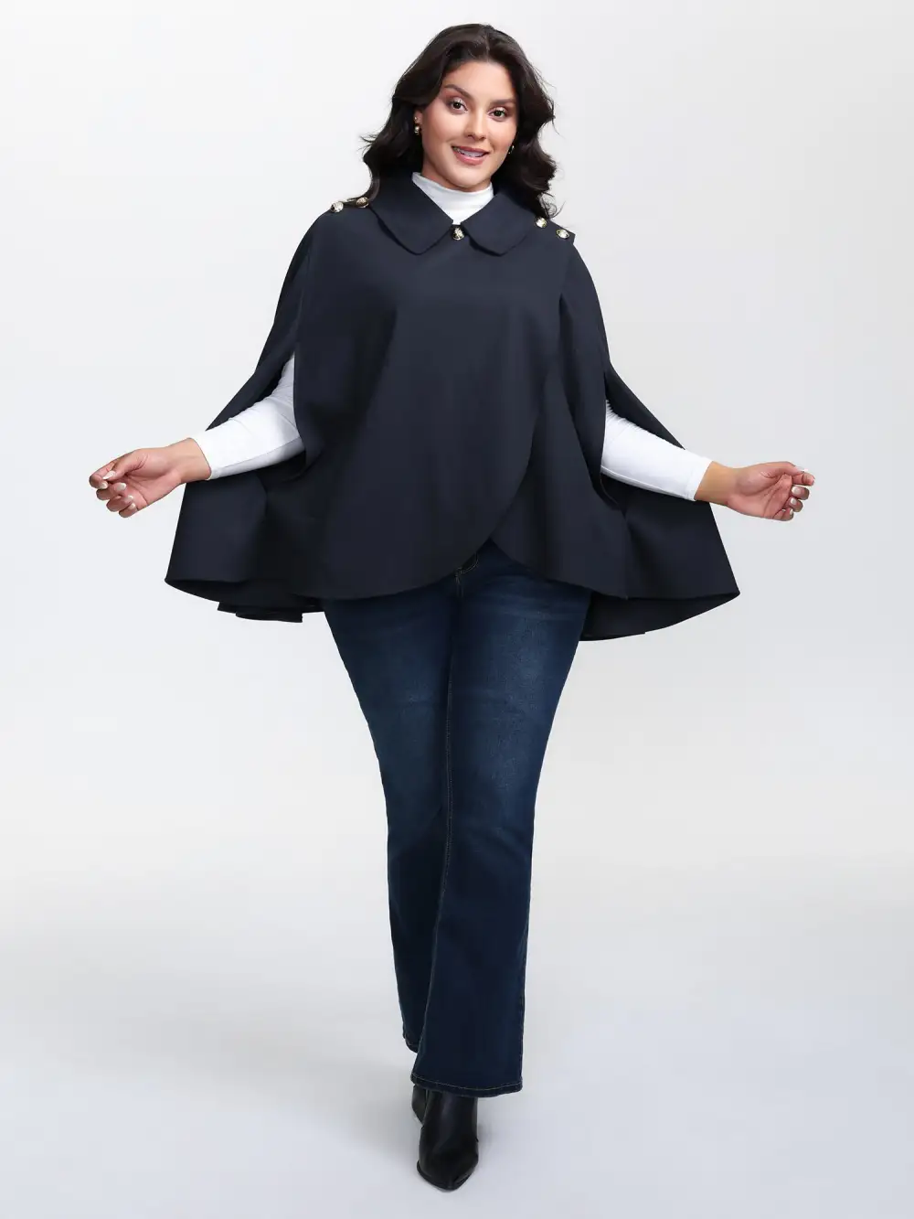 Cape Button Wrap Coat