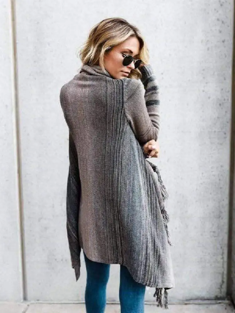 Loose Stripe Long Sleeve Women'S Knitwear