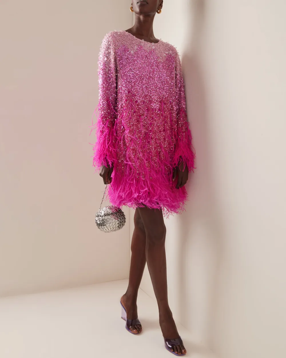 Straight Feather Mini Dress