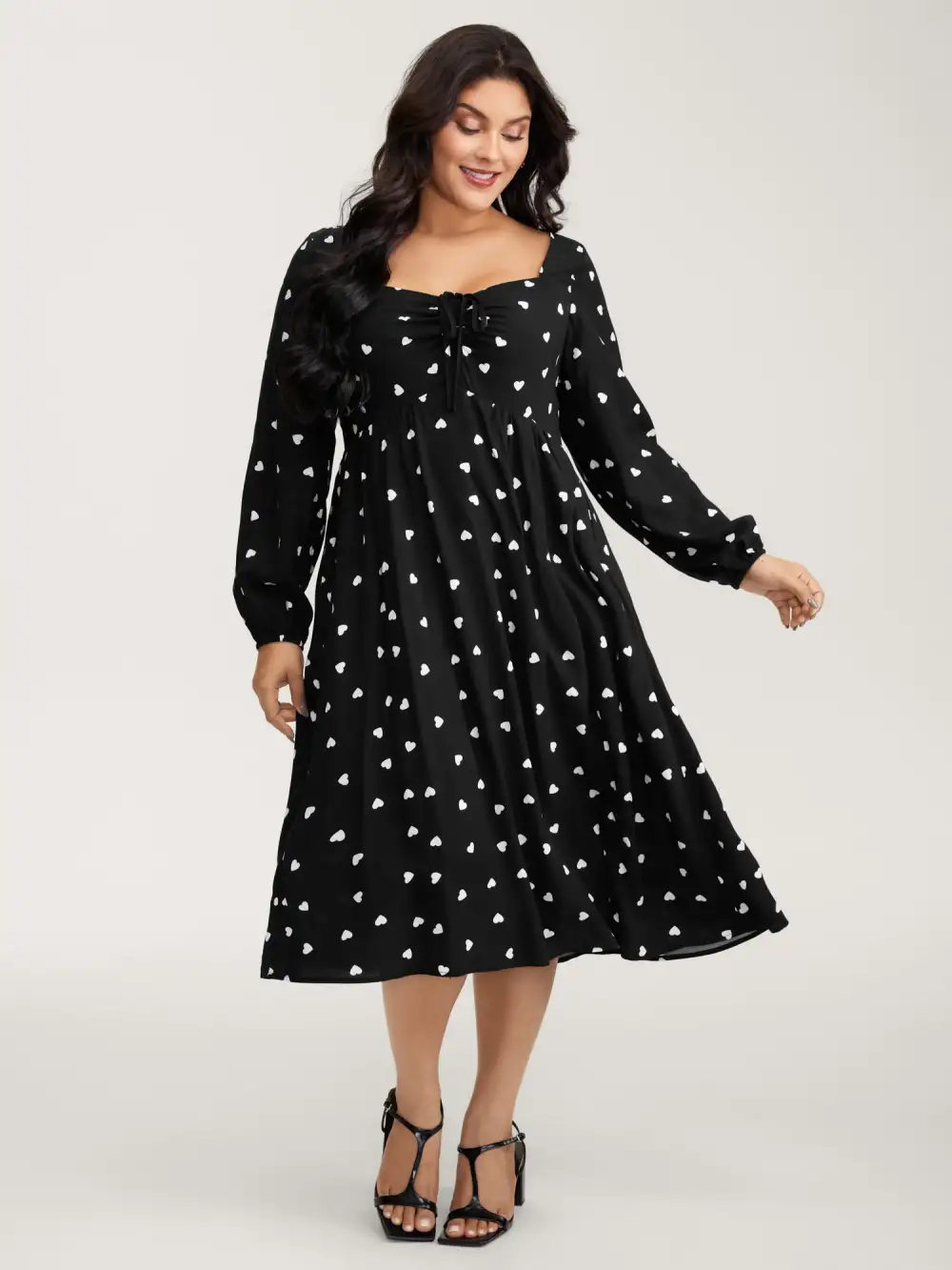 Supersoft Hearts Back Cut-Out Drawstring Midi Dress