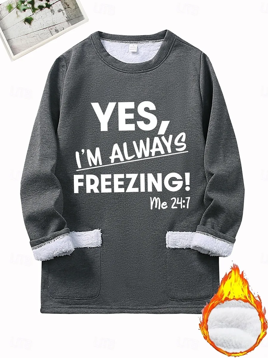 Women's Pullover Sweatshirt Pullover Graphic Letter Warm Fashion Casual Long Sleeve Crew Neck Round Neck Long Tops Street Dailywear Pocket Print Black Dark Pink Blue Gray Fall Winter