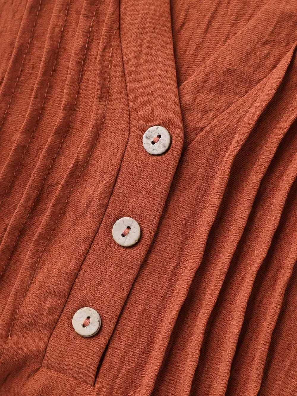 Toothpick Pleats Ruffled Sleeve Solid Blouse