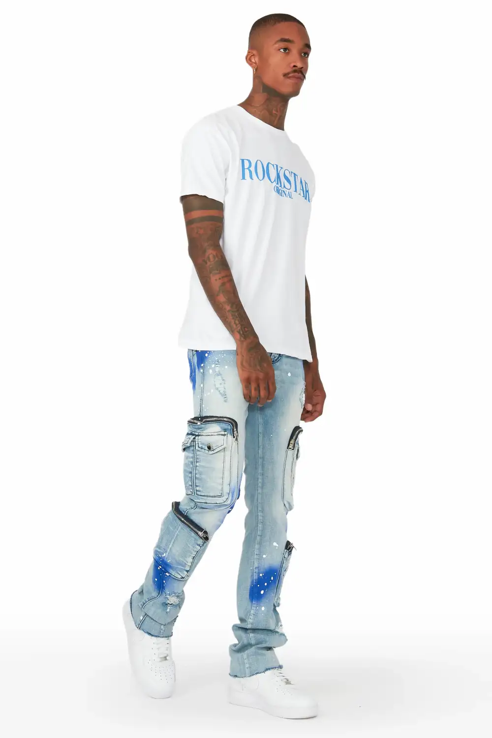 Dutton Blue/Royal Blue Super Stacked Flare Jean