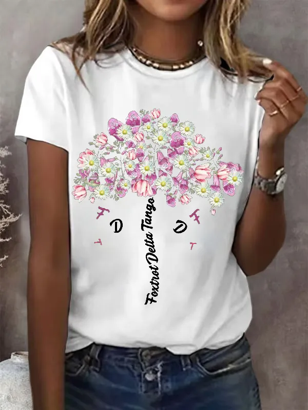 Women'S Fdt Flower Print Casual T-Shirt