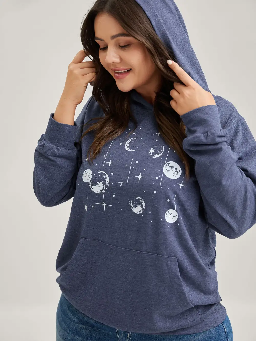 Celestial Print Solid Hoodie