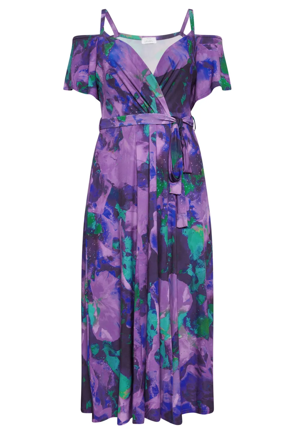 YOURS LONDON Curve Red & Blue Floral Bardot Maxi Dress