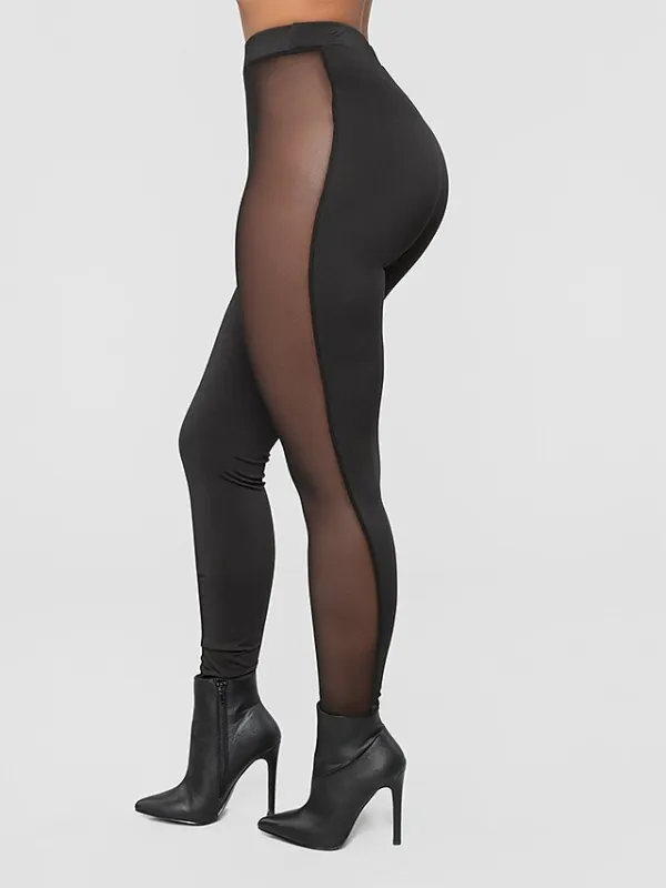 Women's Tights Leggings Black Mid Waist Fashion Club Weekend Stretchy Ankle-Length Comfort Plain S M L XL XXL / Slim