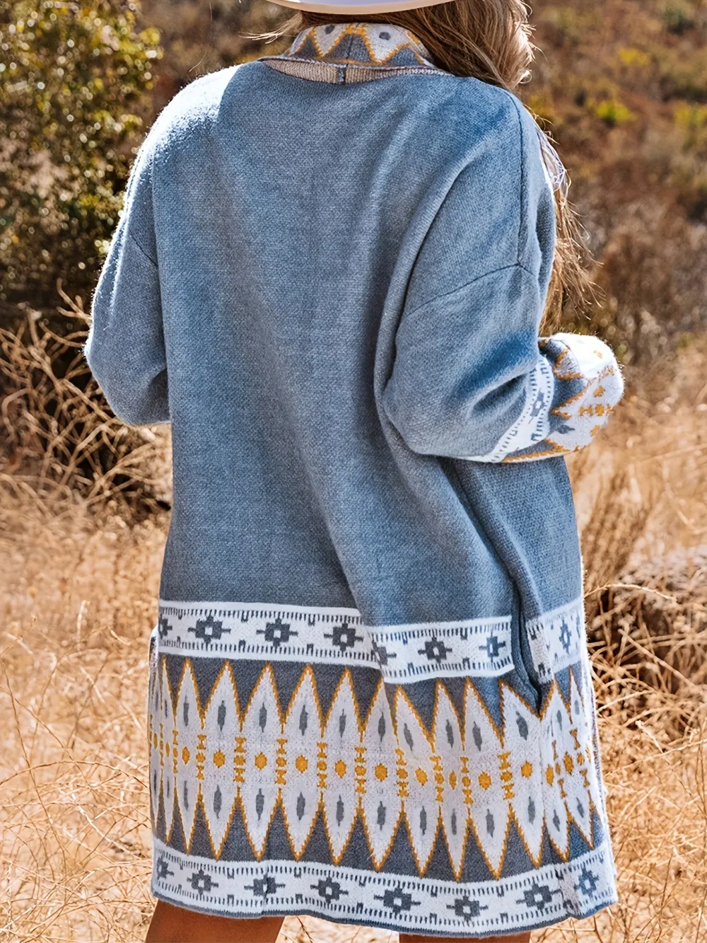 Trendy Aztec Print Cardigan Sweater - Soft Knit, Vintage Open Front, Long Sleeved Style - Perfect Womens Clothing for Chic Winter Looks