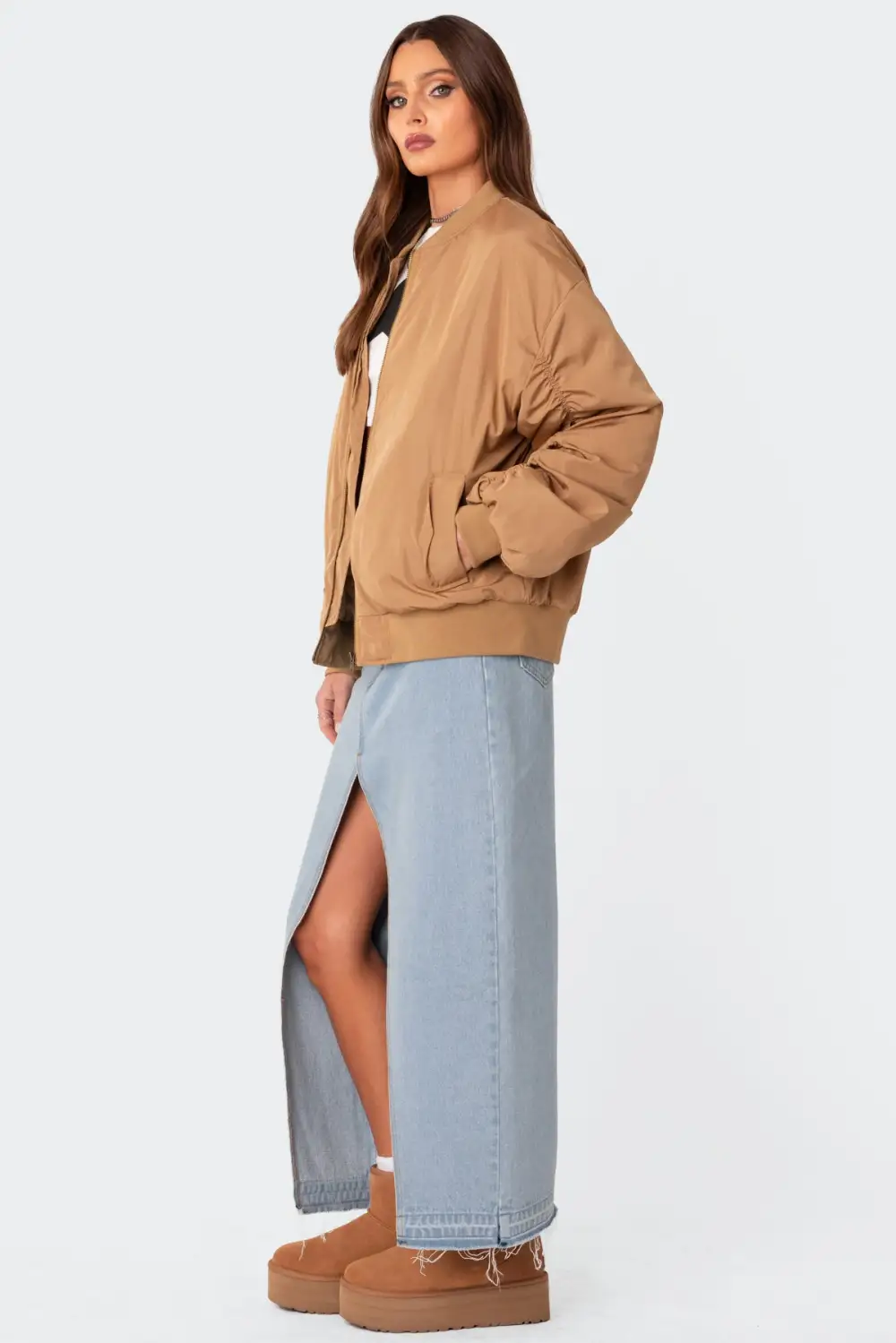 Cala Ruched Oversized Bomber Jacket