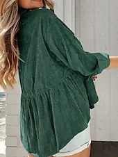 Women's Shirt Jacket Shacket Comfortable Ruched Pocket Casual Plain Holiday Casual Daily Weekend Single Breasted Regular Turndown Regular Fit Long Sleeve Outerwear Red Green Fall Winter